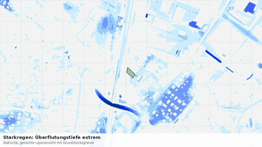 Statische Kartenansicht: Starkregen: Überflutungstiefe extrem