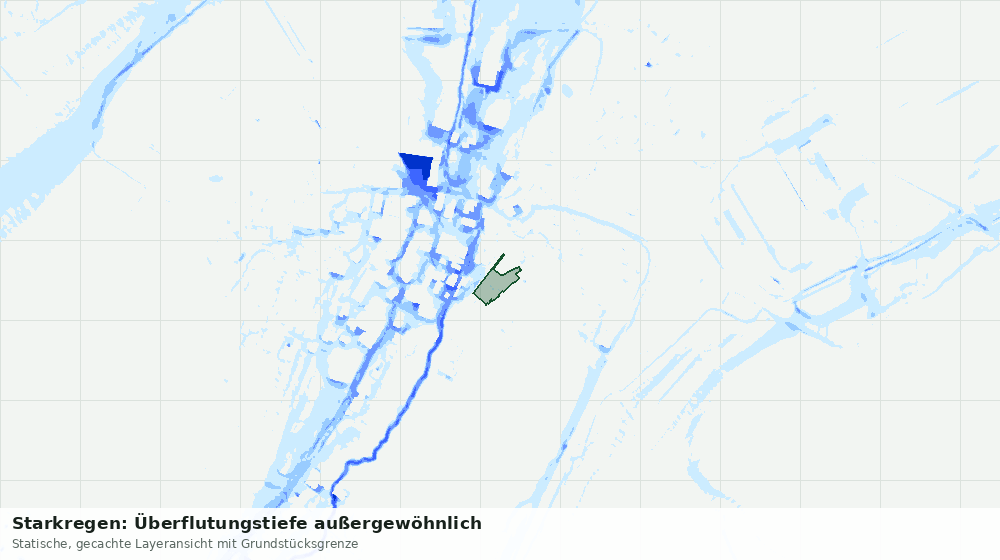 Statische Kartenansicht: Starkregen: Überflutungstiefe außergewöhnlich
