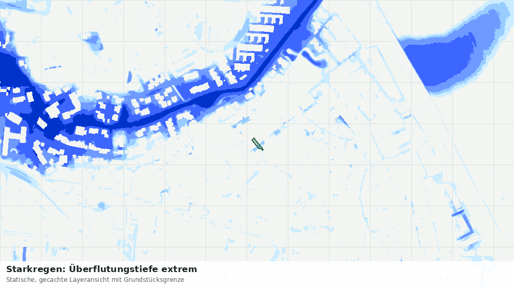 Statische Kartenansicht: Starkregen: Überflutungstiefe extrem