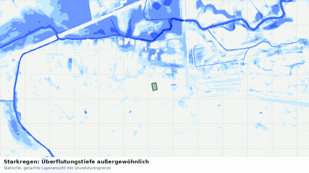 Statische Kartenansicht: Starkregen: Überflutungstiefe außergewöhnlich
