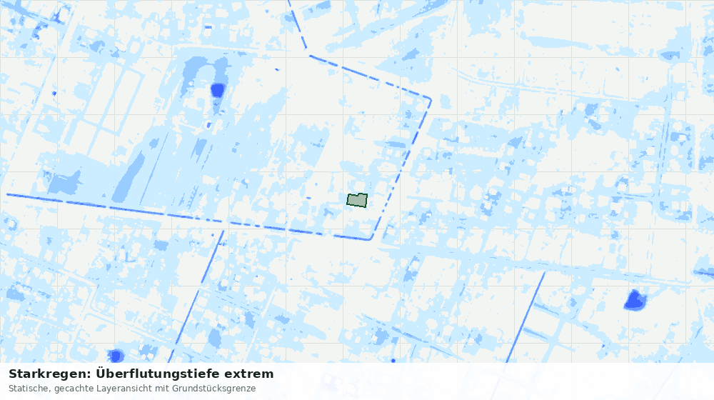 Statische Kartenansicht: Starkregen: Überflutungstiefe extrem