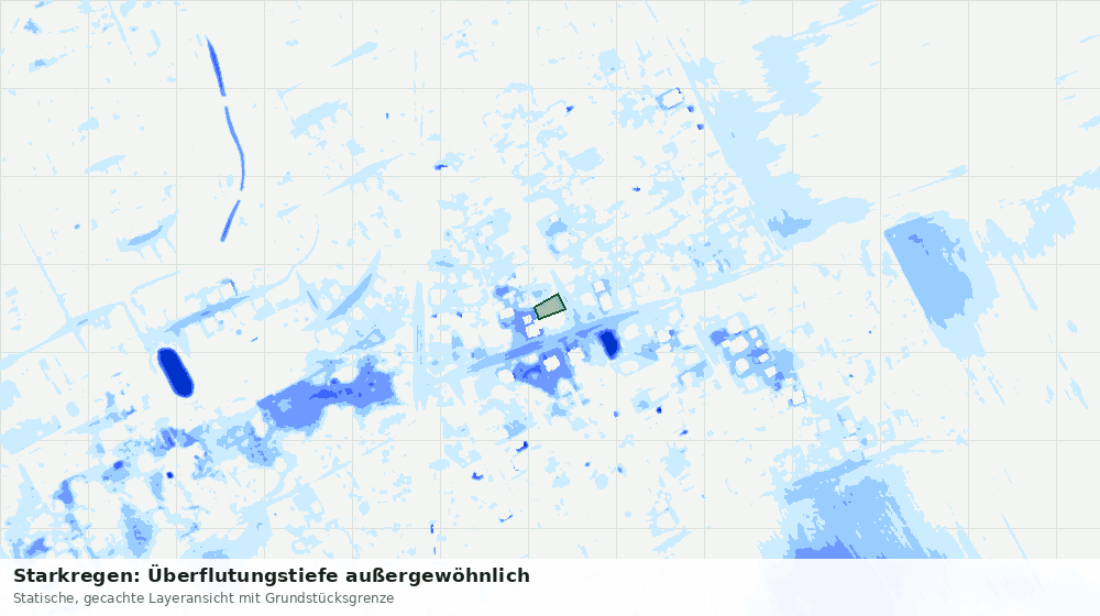 Statische Kartenansicht: Starkregen: Überflutungstiefe außergewöhnlich