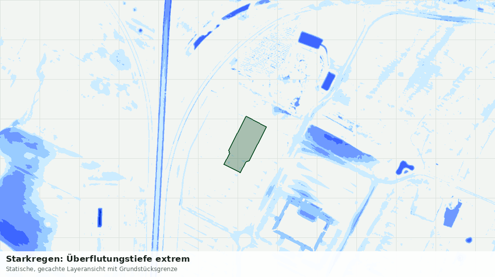 Statische Kartenansicht: Starkregen: Überflutungstiefe extrem