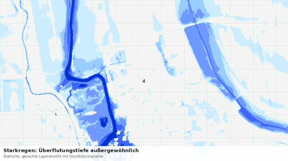 Statische Kartenansicht: Starkregen: Überflutungstiefe außergewöhnlich