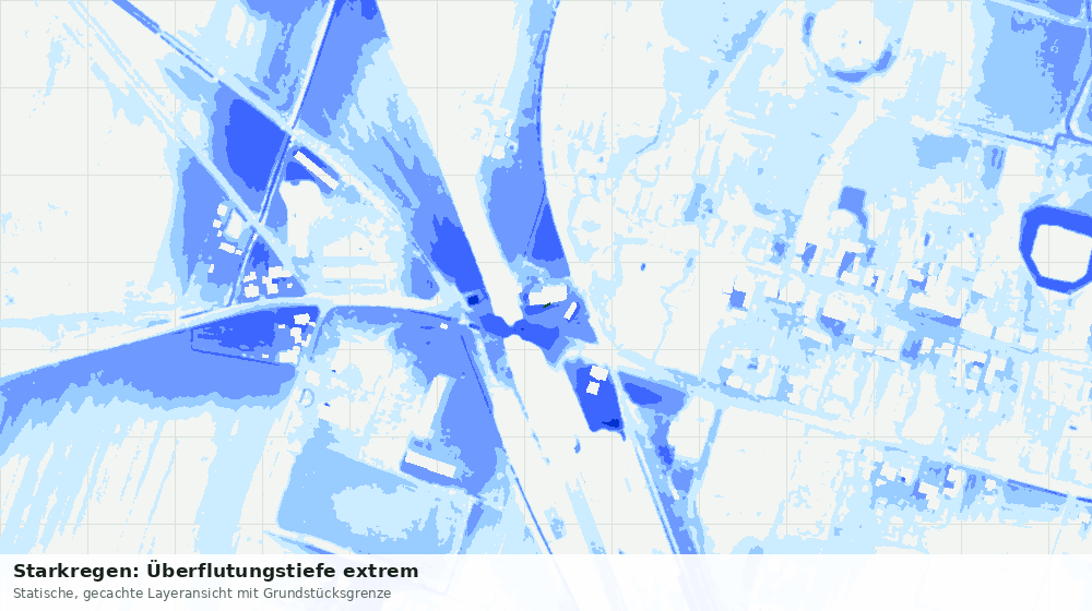 Statische Kartenansicht: Starkregen: Überflutungstiefe extrem