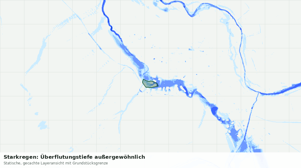 Statische Kartenansicht: Starkregen: Überflutungstiefe außergewöhnlich