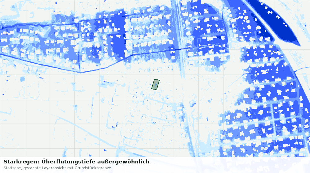 Statische Kartenansicht: Starkregen: Überflutungstiefe außergewöhnlich