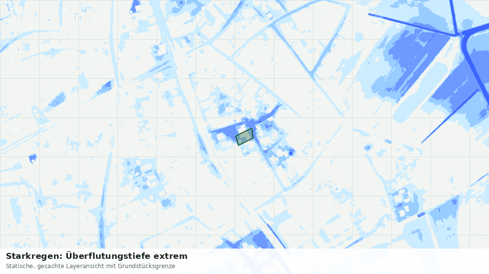 Statische Kartenansicht: Starkregen: Überflutungstiefe extrem