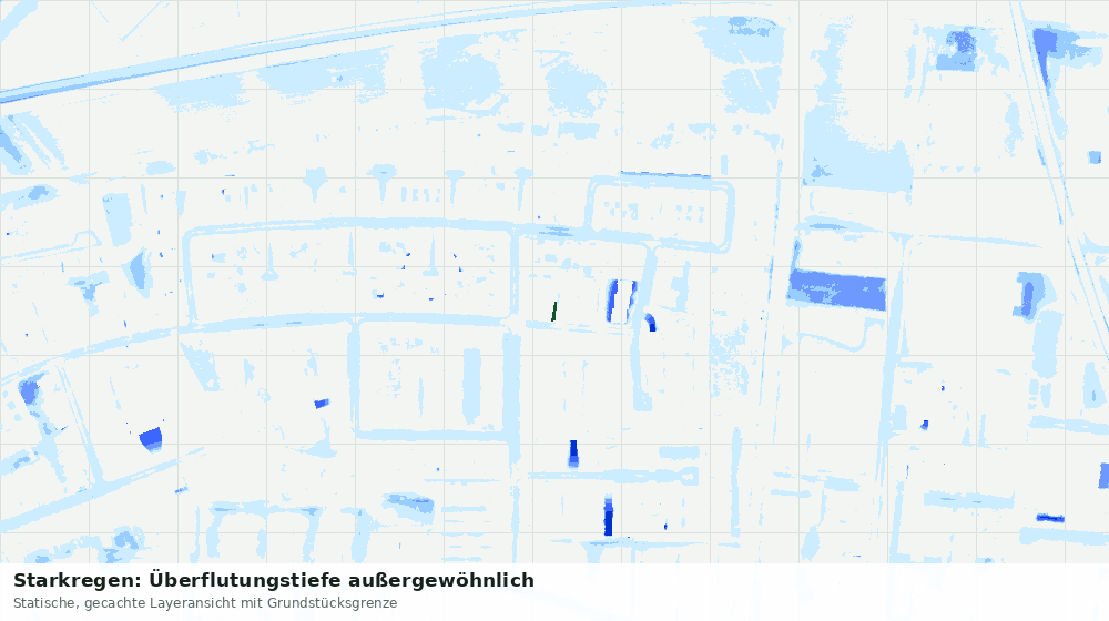 Statische Kartenansicht: Starkregen: Überflutungstiefe außergewöhnlich