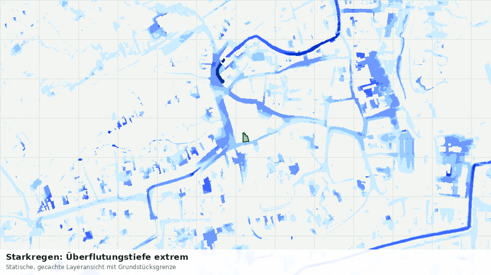 Statische Kartenansicht: Starkregen: Überflutungstiefe extrem
