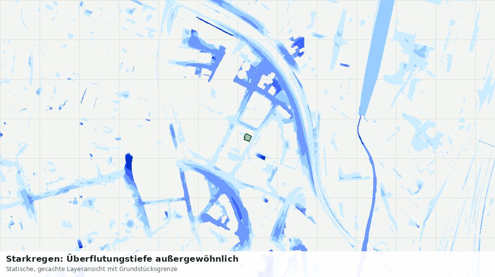 Statische Kartenansicht: Starkregen: Überflutungstiefe außergewöhnlich