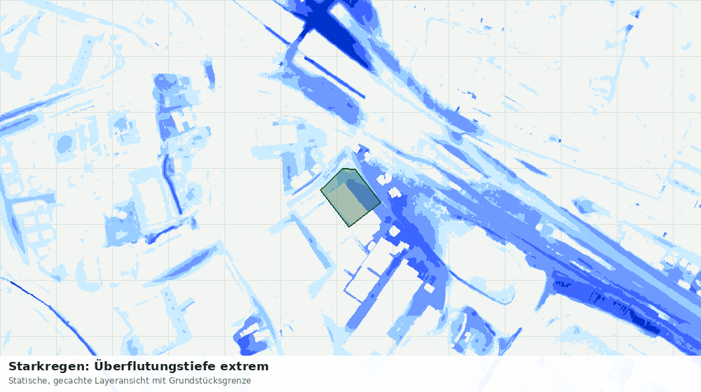 Statische Kartenansicht: Starkregen: Überflutungstiefe extrem