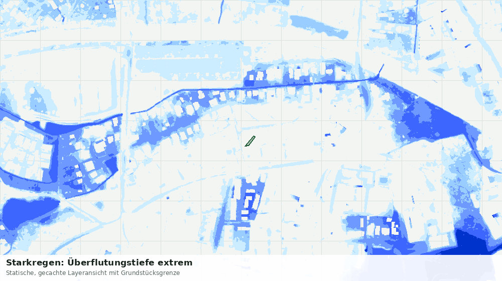 Statische Kartenansicht: Starkregen: Überflutungstiefe extrem