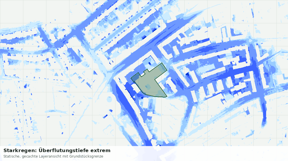 Statische Kartenansicht: Starkregen: Überflutungstiefe extrem