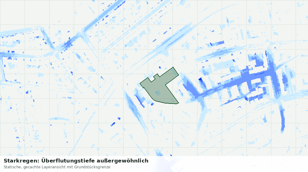 Statische Kartenansicht: Starkregen: Überflutungstiefe außergewöhnlich