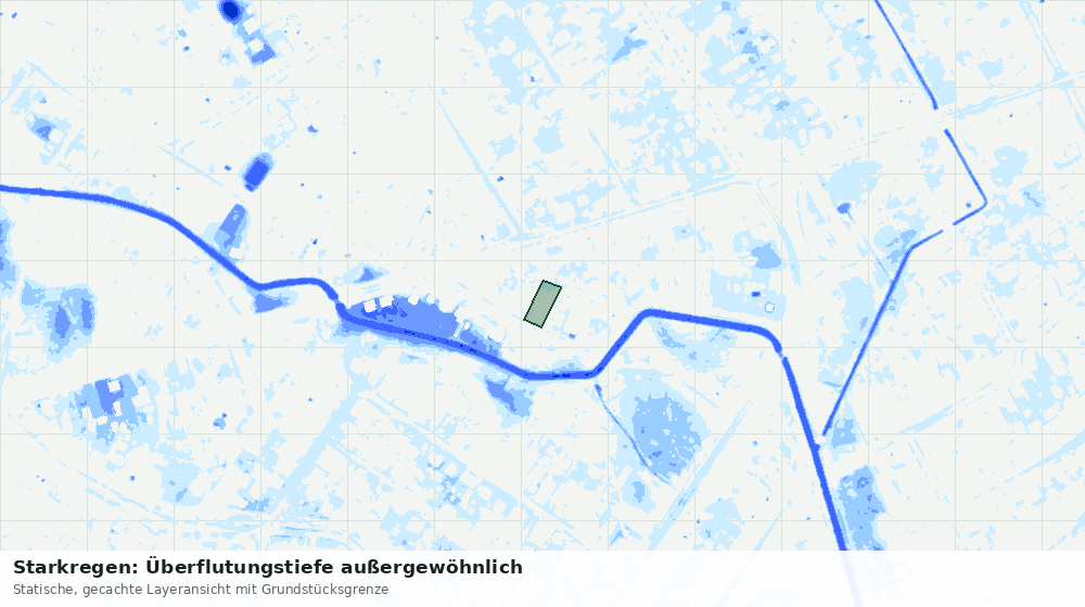 Statische Kartenansicht: Starkregen: Überflutungstiefe außergewöhnlich