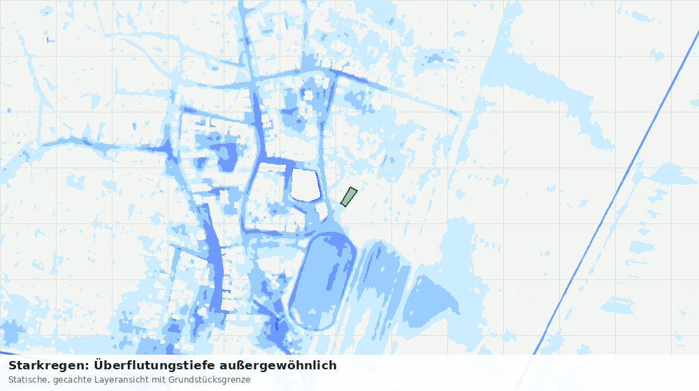 Statische Kartenansicht: Starkregen: Überflutungstiefe außergewöhnlich