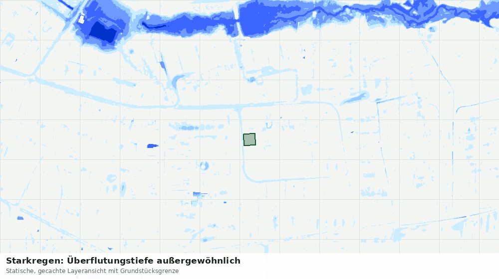 Statische Kartenansicht: Starkregen: Überflutungstiefe außergewöhnlich