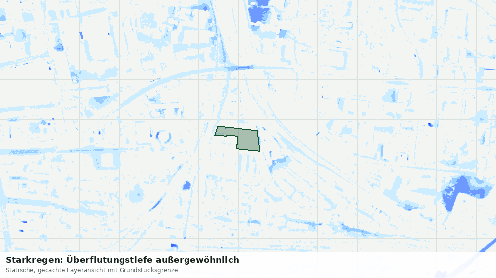 Statische Kartenansicht: Starkregen: Überflutungstiefe außergewöhnlich