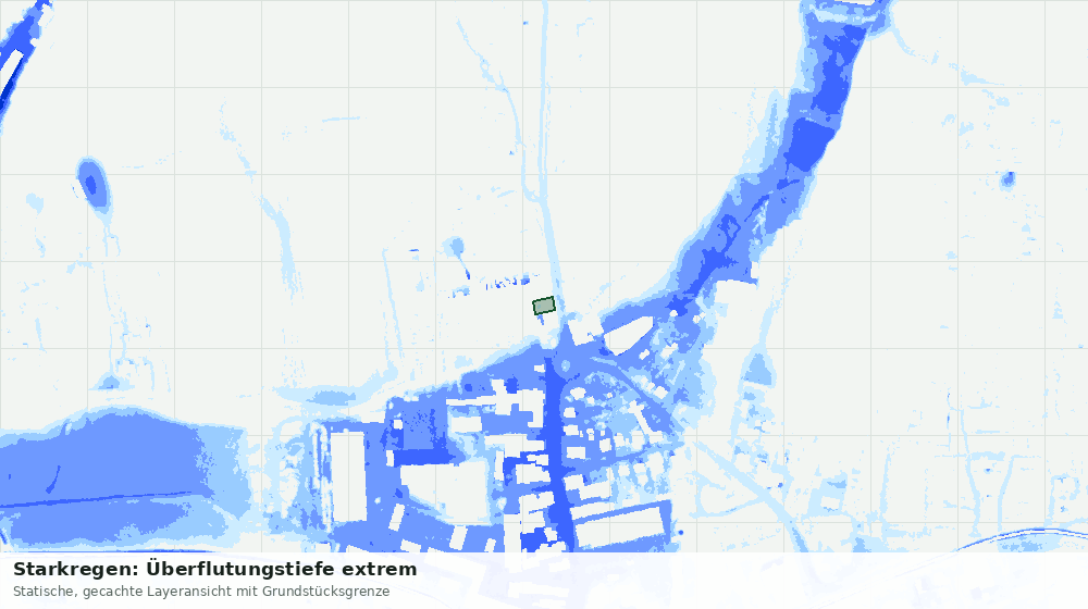 Statische Kartenansicht: Starkregen: Überflutungstiefe extrem