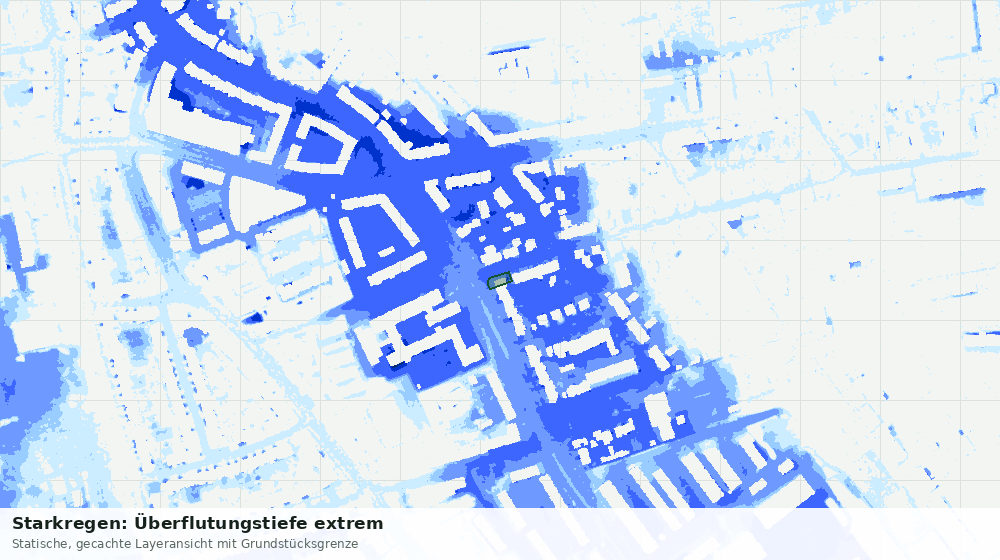 Statische Kartenansicht: Starkregen: Überflutungstiefe extrem