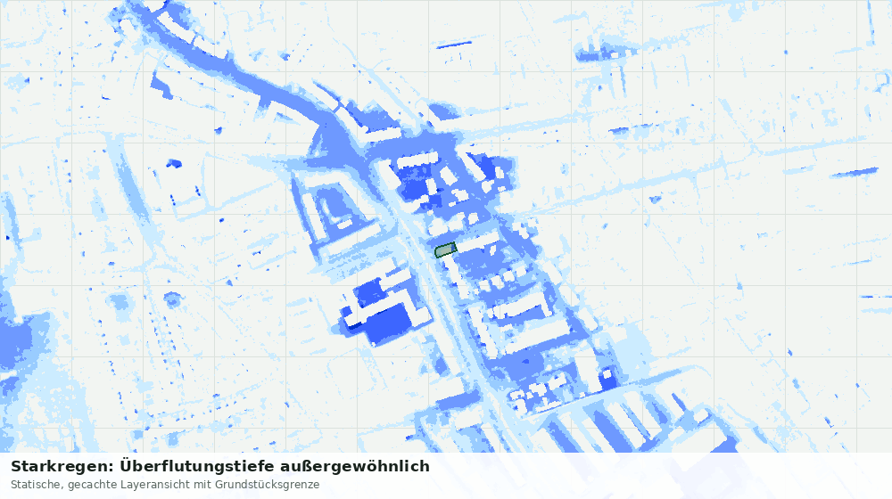 Statische Kartenansicht: Starkregen: Überflutungstiefe außergewöhnlich