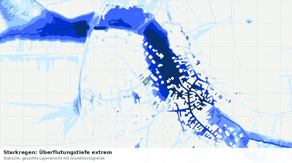 Statische Kartenansicht: Starkregen: Überflutungstiefe extrem