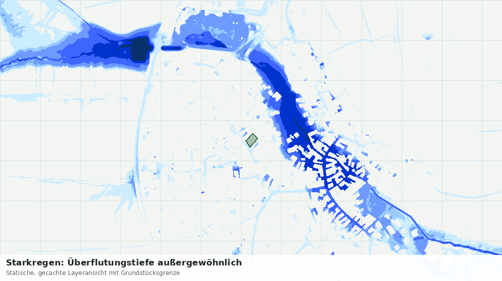 Statische Kartenansicht: Starkregen: Überflutungstiefe außergewöhnlich