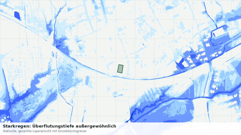 Statische Kartenansicht: Starkregen: Überflutungstiefe außergewöhnlich