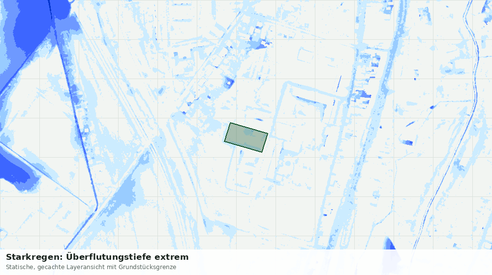 Statische Kartenansicht: Starkregen: Überflutungstiefe extrem