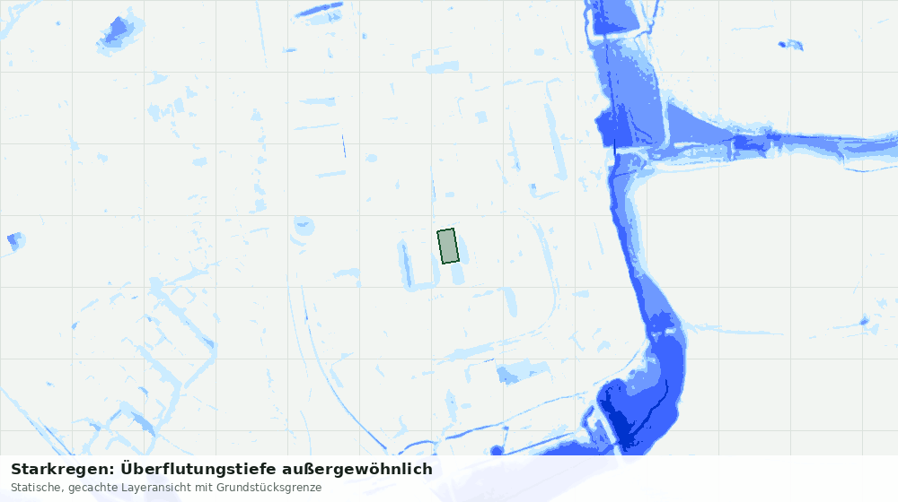 Statische Kartenansicht: Starkregen: Überflutungstiefe außergewöhnlich
