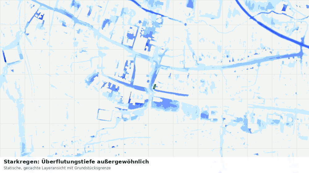 Statische Kartenansicht: Starkregen: Überflutungstiefe außergewöhnlich