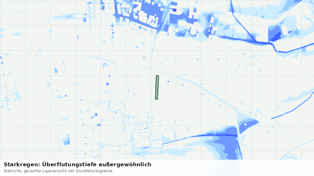 Statische Kartenansicht: Starkregen: Überflutungstiefe außergewöhnlich