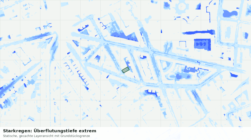 Statische Kartenansicht: Starkregen: Überflutungstiefe extrem