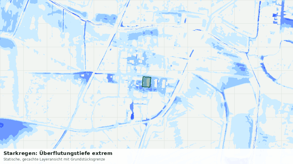 Statische Kartenansicht: Starkregen: Überflutungstiefe extrem