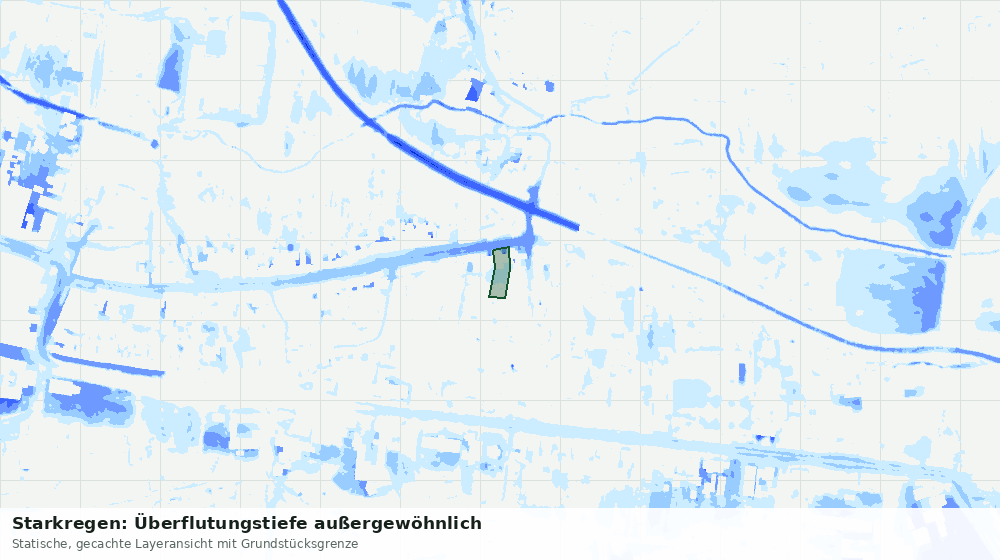 Statische Kartenansicht: Starkregen: Überflutungstiefe außergewöhnlich