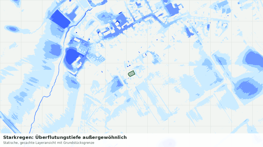 Statische Kartenansicht: Starkregen: Überflutungstiefe außergewöhnlich