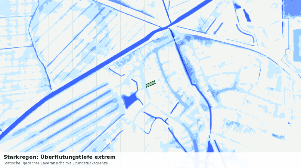 Statische Kartenansicht: Starkregen: Überflutungstiefe extrem