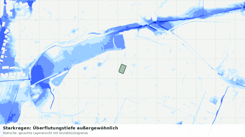 Statische Kartenansicht: Starkregen: Überflutungstiefe außergewöhnlich