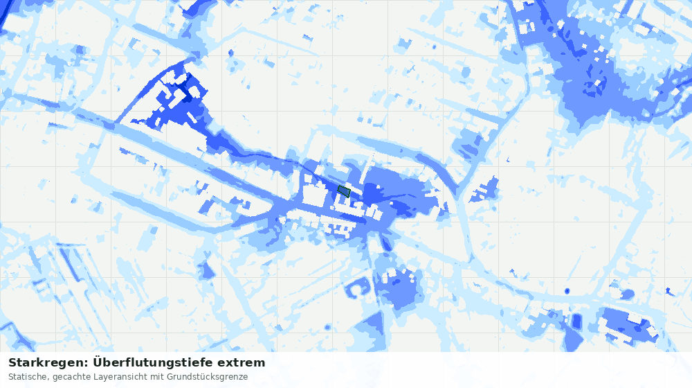 Statische Kartenansicht: Starkregen: Überflutungstiefe extrem