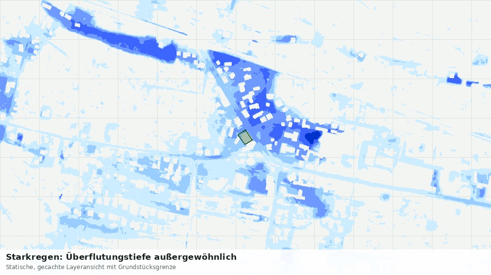 Statische Kartenansicht: Starkregen: Überflutungstiefe außergewöhnlich