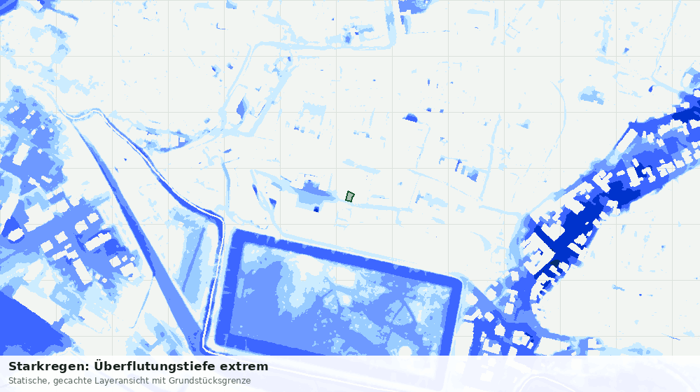 Statische Kartenansicht: Starkregen: Überflutungstiefe extrem