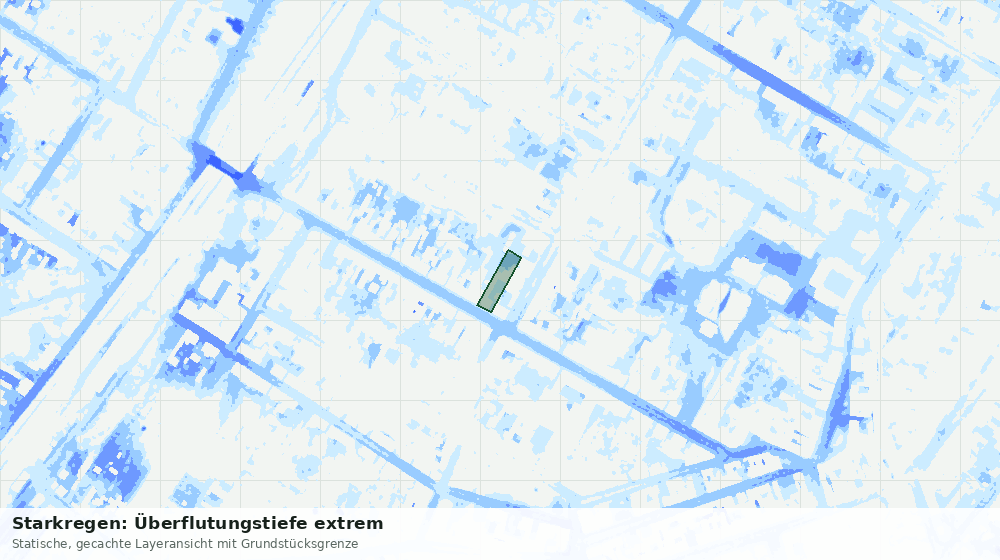Statische Kartenansicht: Starkregen: Überflutungstiefe extrem