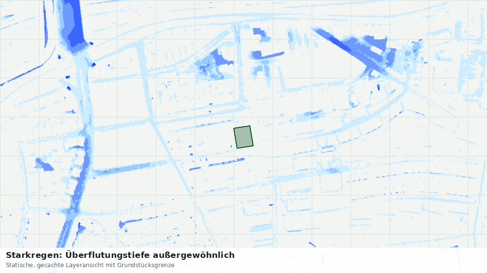Statische Kartenansicht: Starkregen: Überflutungstiefe außergewöhnlich