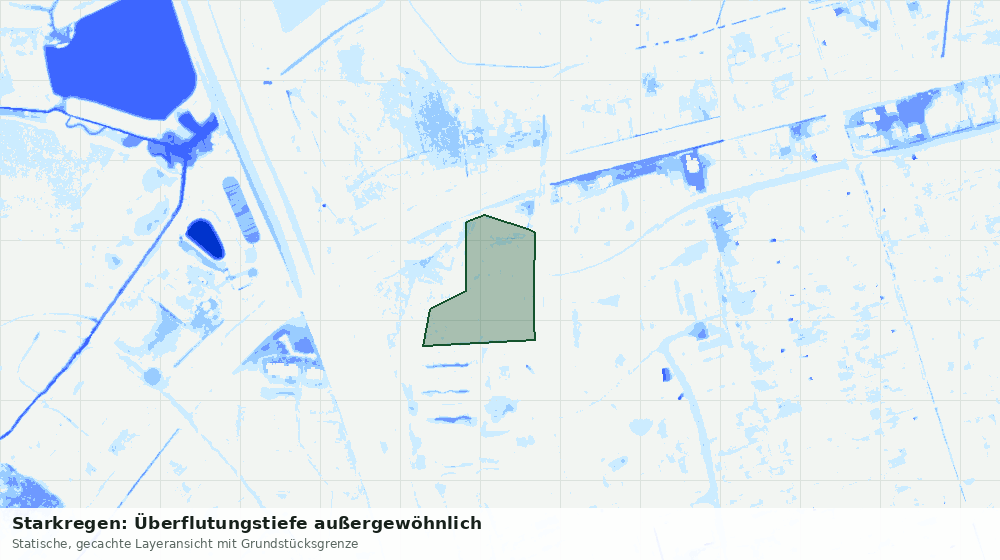 Statische Kartenansicht: Starkregen: Überflutungstiefe außergewöhnlich