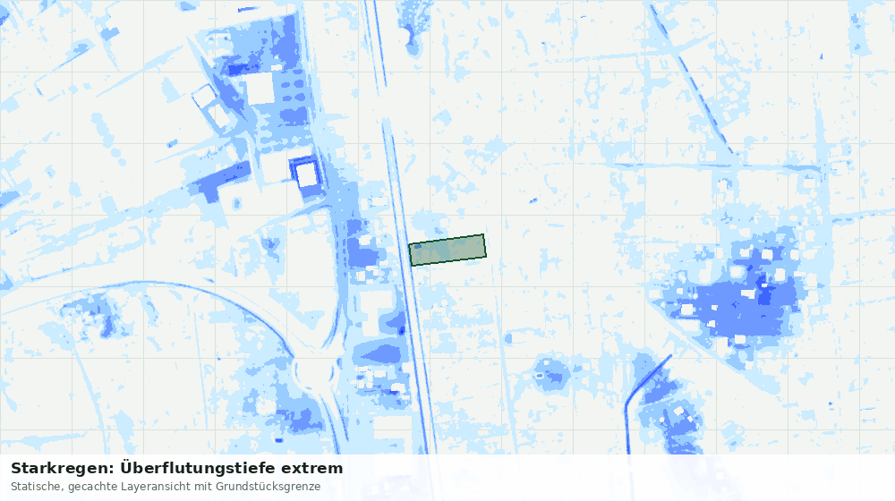 Statische Kartenansicht: Starkregen: Überflutungstiefe extrem