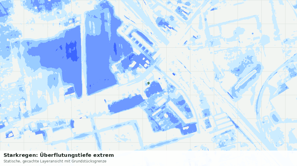 Statische Kartenansicht: Starkregen: Überflutungstiefe extrem