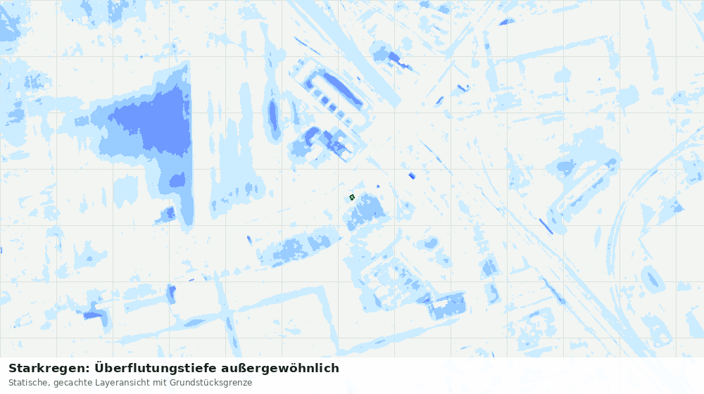Statische Kartenansicht: Starkregen: Überflutungstiefe außergewöhnlich