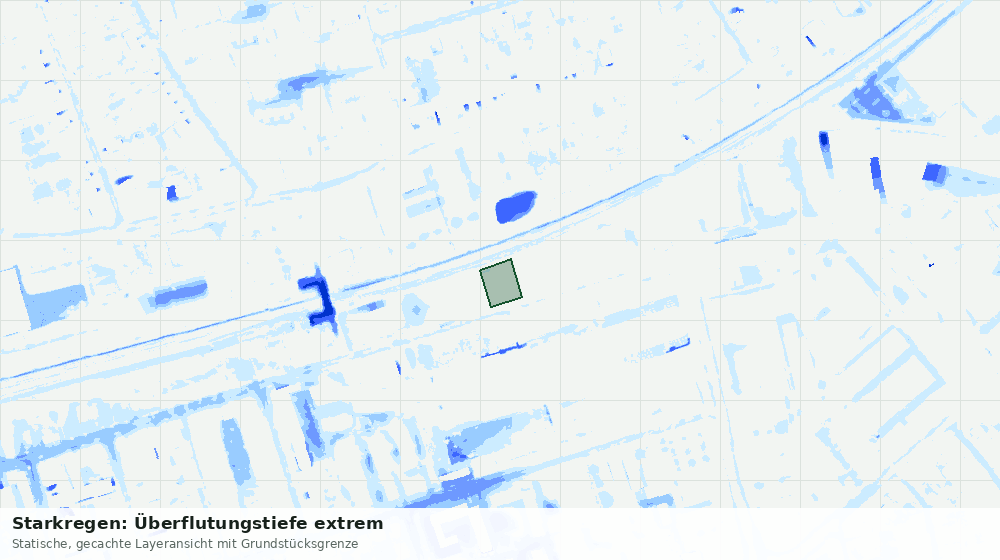 Statische Kartenansicht: Starkregen: Überflutungstiefe extrem