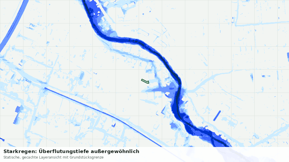 Statische Kartenansicht: Starkregen: Überflutungstiefe außergewöhnlich